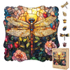 Dragonfly Wooden Puzzle for Adults, 200 Piece Unique Shape Jigsaw with Wooden Box, Laser-Cut Challenging Puzzles for Teens & Adults, Relaxing Creative