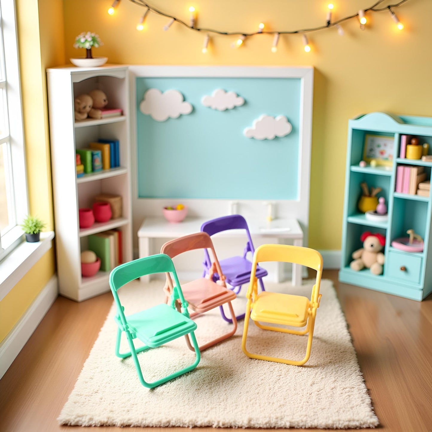 5Pcs Colourful Simulation Mini Folding Back Small Chair Model,Miniature Scene Accessories,Miniature Plastic Furniture Accessories Scene Props