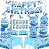 Diosnase Shark Birthday Party Decorations, Shark Party Supplies for 20 Guests with Banner, Hanging Swirls, Tablecloths, Plates, Napkins, Cups, Forks
