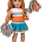Cheerleader - 6 Piece Cheerleader Outfit - Blouse, Skirt, Headband, Pompons, Socks and Shoes - Clothes for 18 Inch Doll (Doll Not Included)
