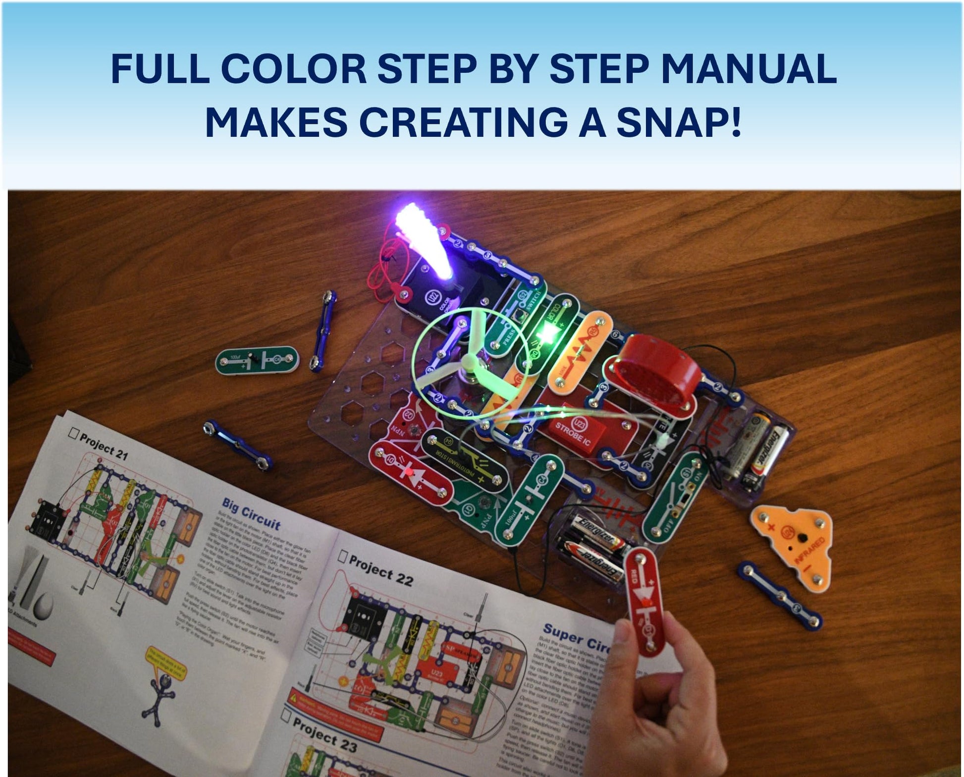 Snap Circuits Light Electronics Exploration Kit | Over 175 Exciting STEM Projects | Full Color Project Manual | 55+ Snap Circuits Parts | STEM