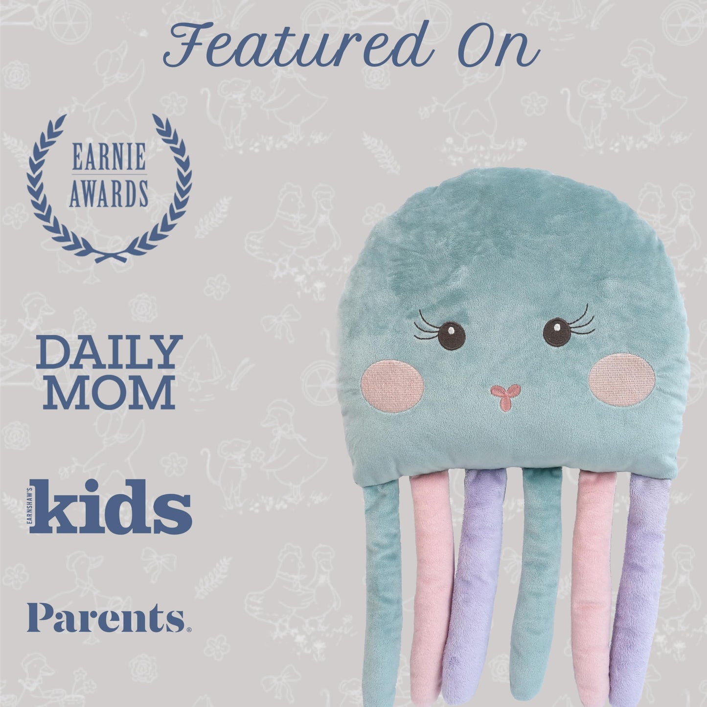 MON AMI Bubbles Octopus Accent Décor Pillow - 20x13”, Plush Stuffed Animal Hugging Pillow, Use as Toy or Room Decor, Great Gift for Kids of All Ages