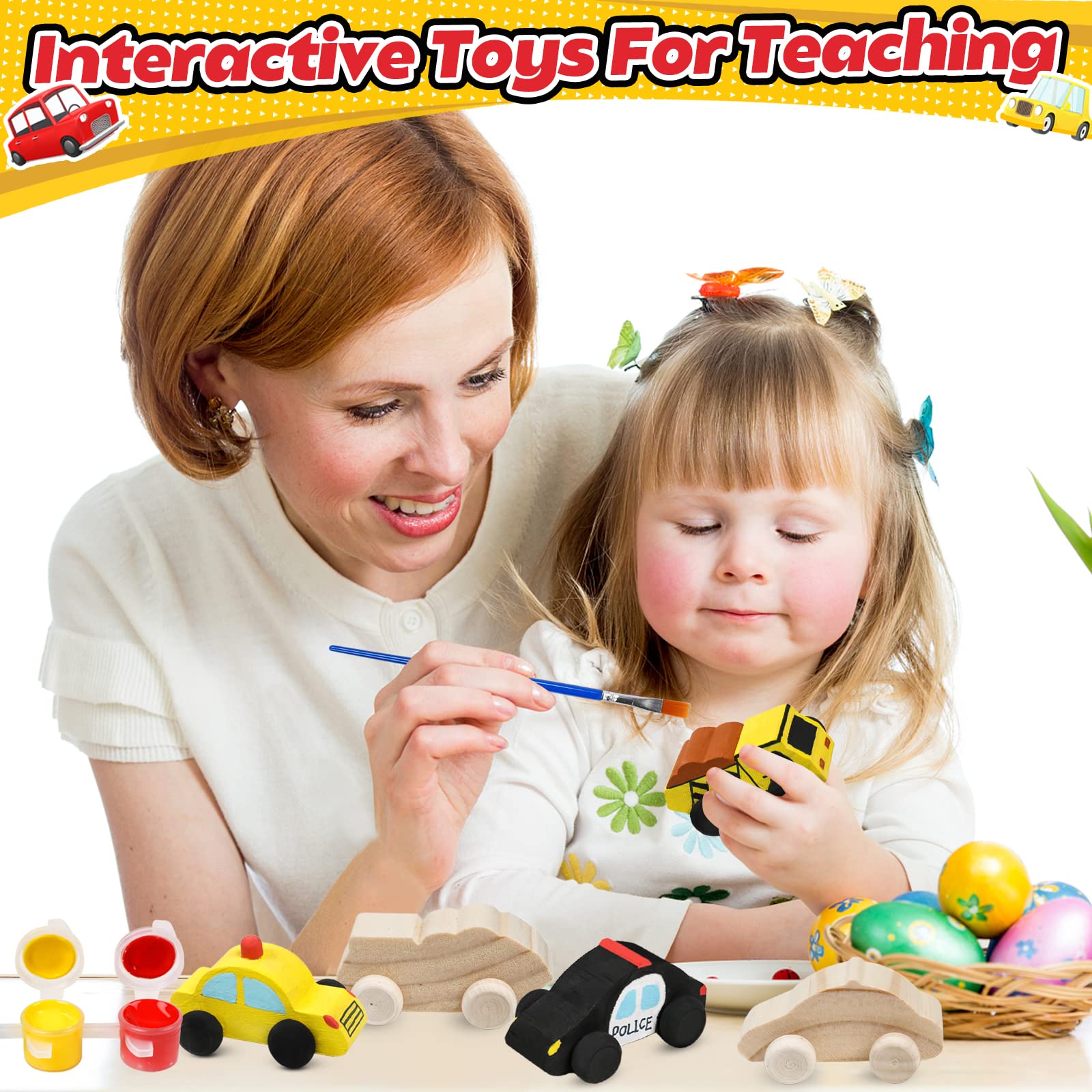 WANTKA 12 Pieces Unfinished Wooden Cars Wood DIY Car Toys Wood Crafts Painting Crafts Kit for Student Easy Woodworking Set Family Activities Arts