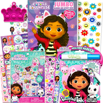 Bendon Gabby's Dollhouse Coloring Book and Stickers Super Set for Girls - Featuring Activities, Mazes, Games, Puzzles