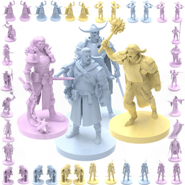 House of Bodian Mythical Heroes Town Dwellers, Heroes and Monsters Mini Figure Set for RPGs - 102 Pcs in 17 Designs, Suitable Size for DND (City