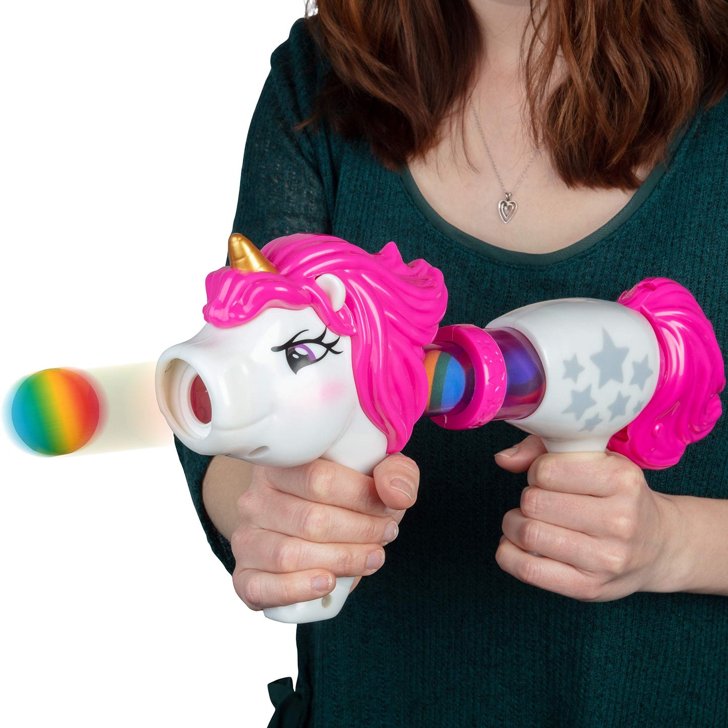 Hog Wild Unicorn Power Popper Foam Blaster Toy - Rapid Fire Rainbow Ball Shooter Blasts Up to 8 Foam Balls - Indoor or Outdoor Play - 4+