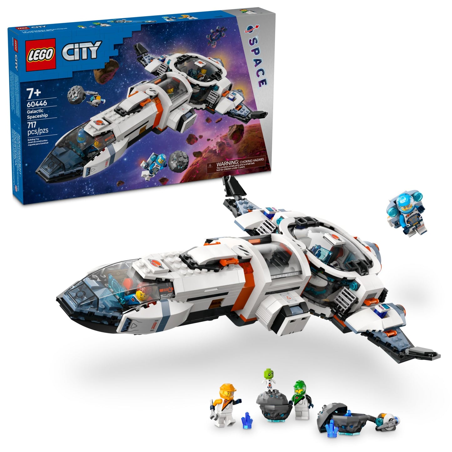 LEGO City Modular Galactic Spaceship Toy - Buildable Space Toy for Kids, Boys and Girls, Ages 7+ - Includes 4 Astronaut Minifigures & Alien Figure