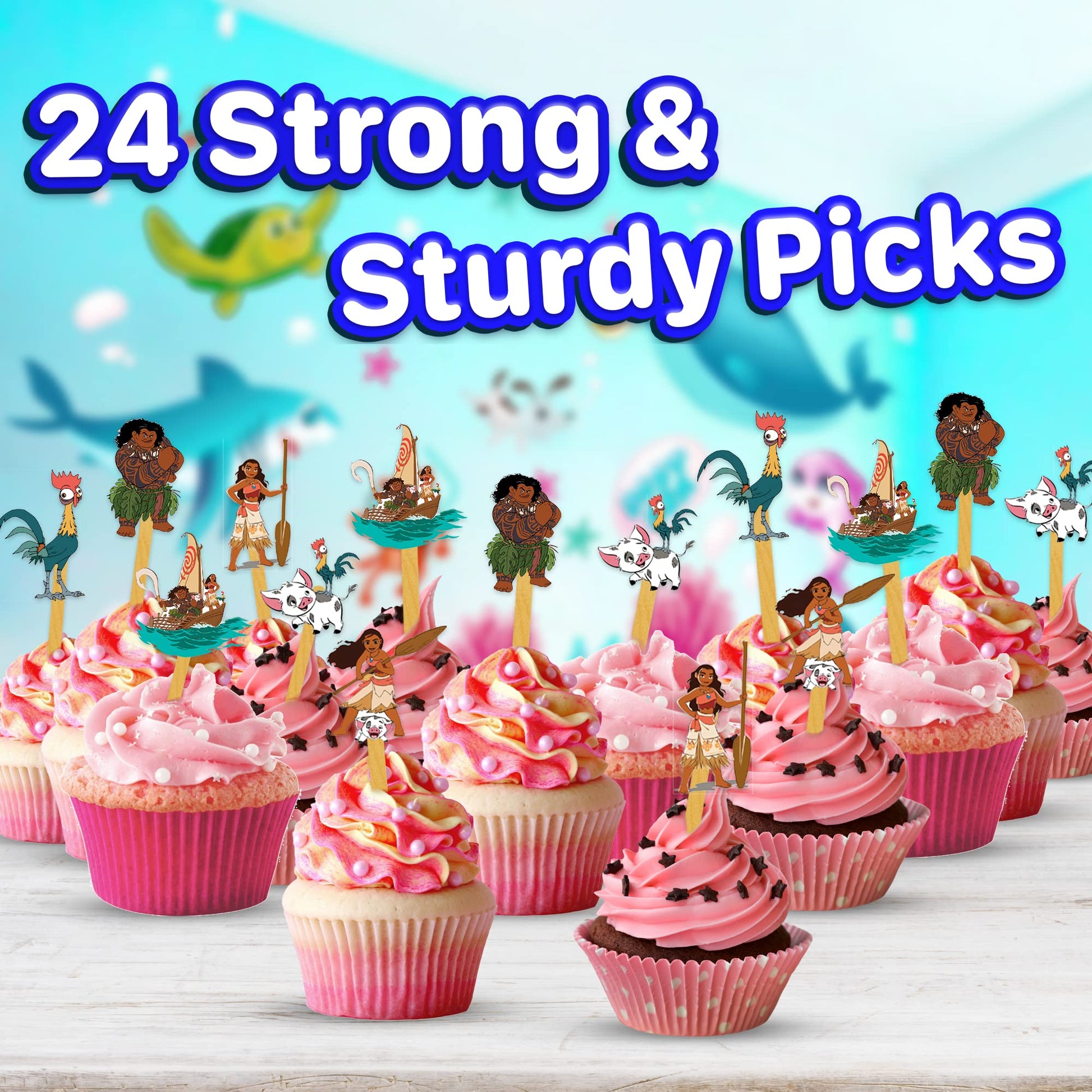24pcs Island Adventure Cupcake Toppers for Birthday Party Cake Decoration Supplies