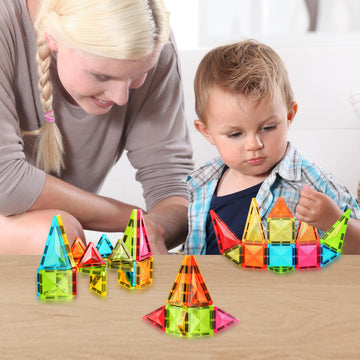 PicassoTiles 36pcs Mini Size Magnetic Tiles Magnet Toys Diamond Series Sensory Construction Building Blocks Set STEM Learning Travel Size Educational