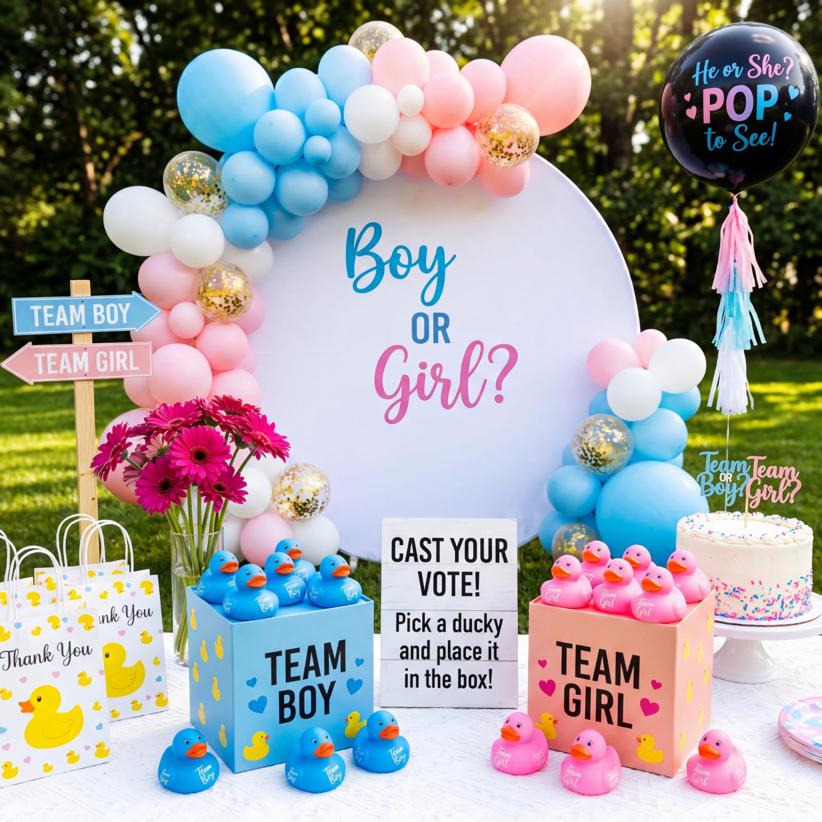 Deekin 24 Pieces Pink Blue Gender Reveal Rubber Ducks in Bulk Mini Ducky Bath Toys Small Ducks for Baby Shower Gender Reveal Party Favor