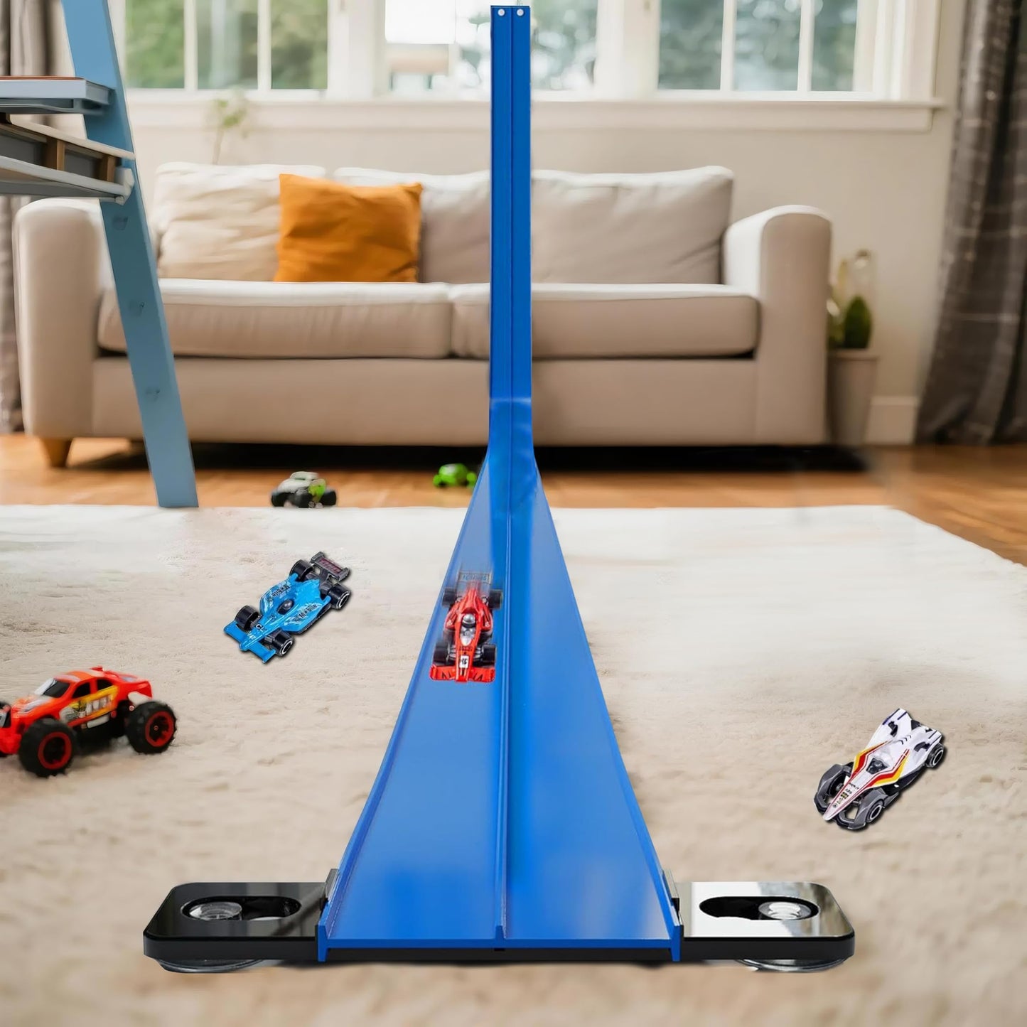 JCHENBH 15 Ft Flexible Race Car Track Compatible with Diecast 1/64th Cars,with 8 Small Racecars and 8 Suction Cups?The Construction of This Classic