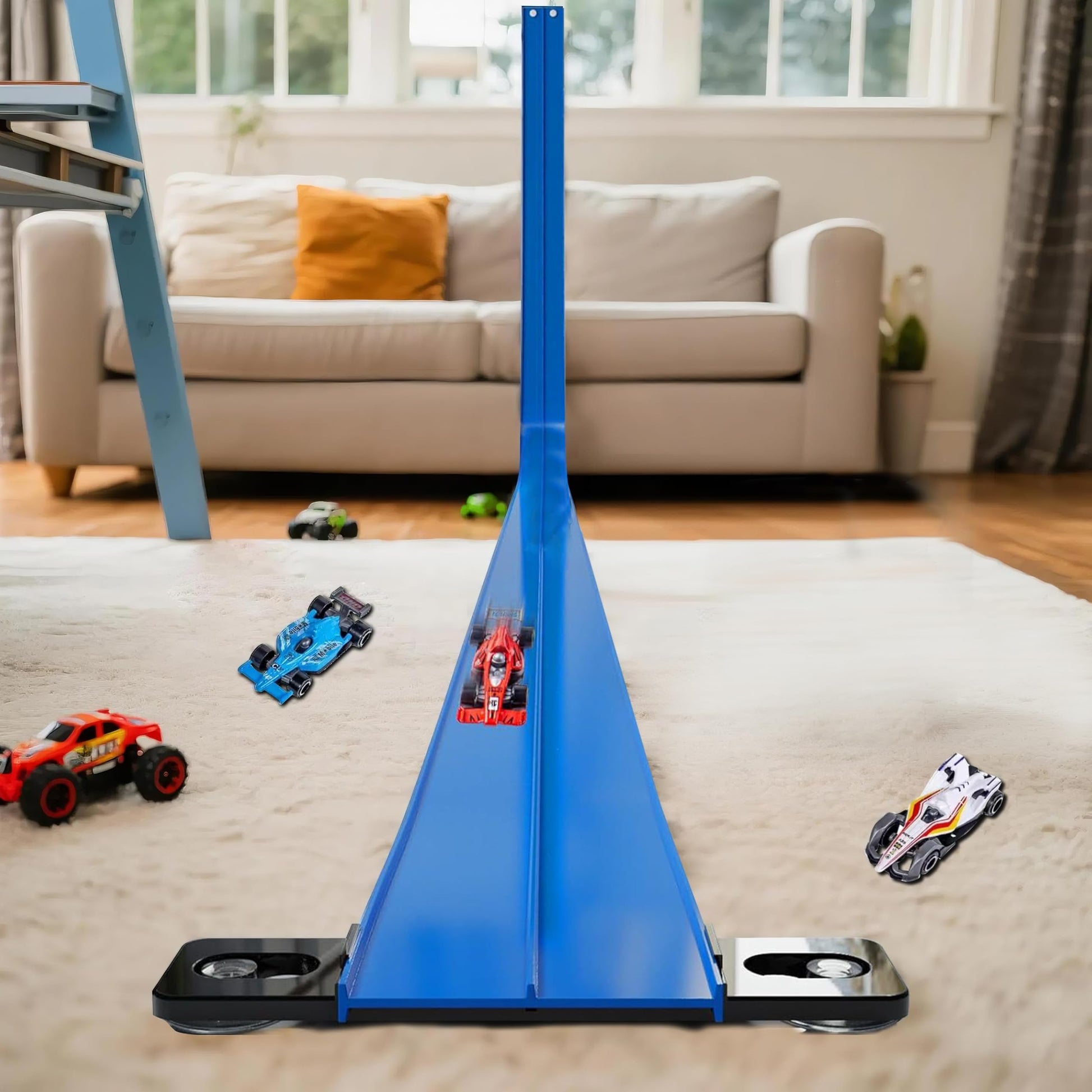 JCHENBH 15 Ft Flexible Race Car Track Compatible with Diecast 1/64th Cars,with 8 Small Racecars and 8 Suction Cups?The Construction of This Classic