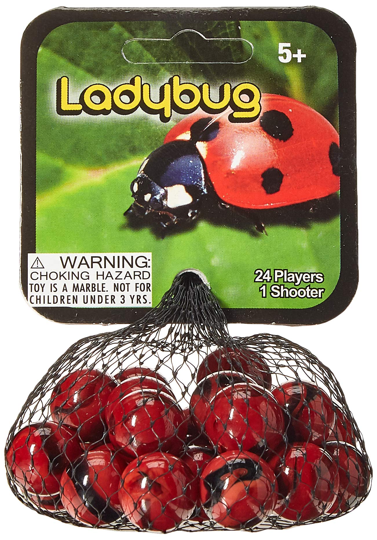 Glass Mega Marbles Ladybug Game Net Set (25 Piece)