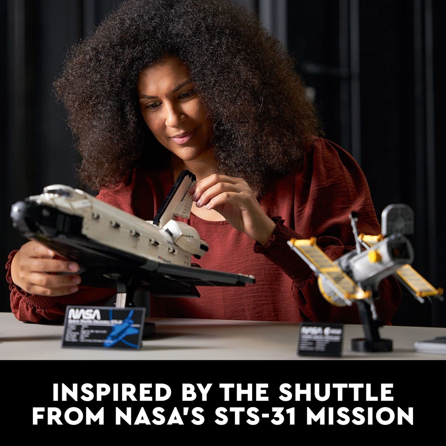 LEGO Icons NASA Space Shuttle Discovery 10283 Model Building Set - Spaceship Collection with Hubble Telescope, Detailed Display for Home or Office