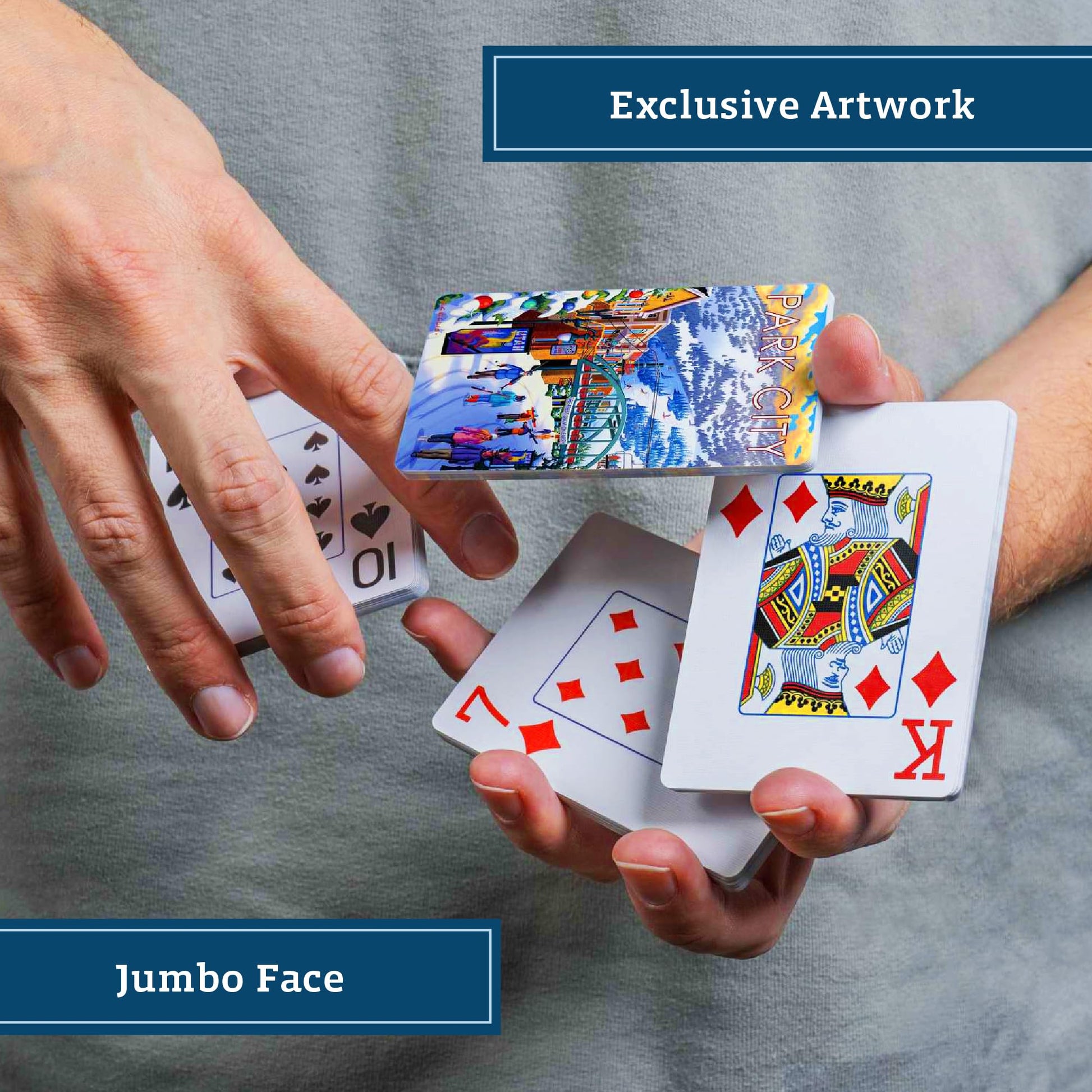 Boardwalk Puzzles Premium Featherlight Unique Playing Cards, Fun Themed Deck for Home and Travel | Park City Winter