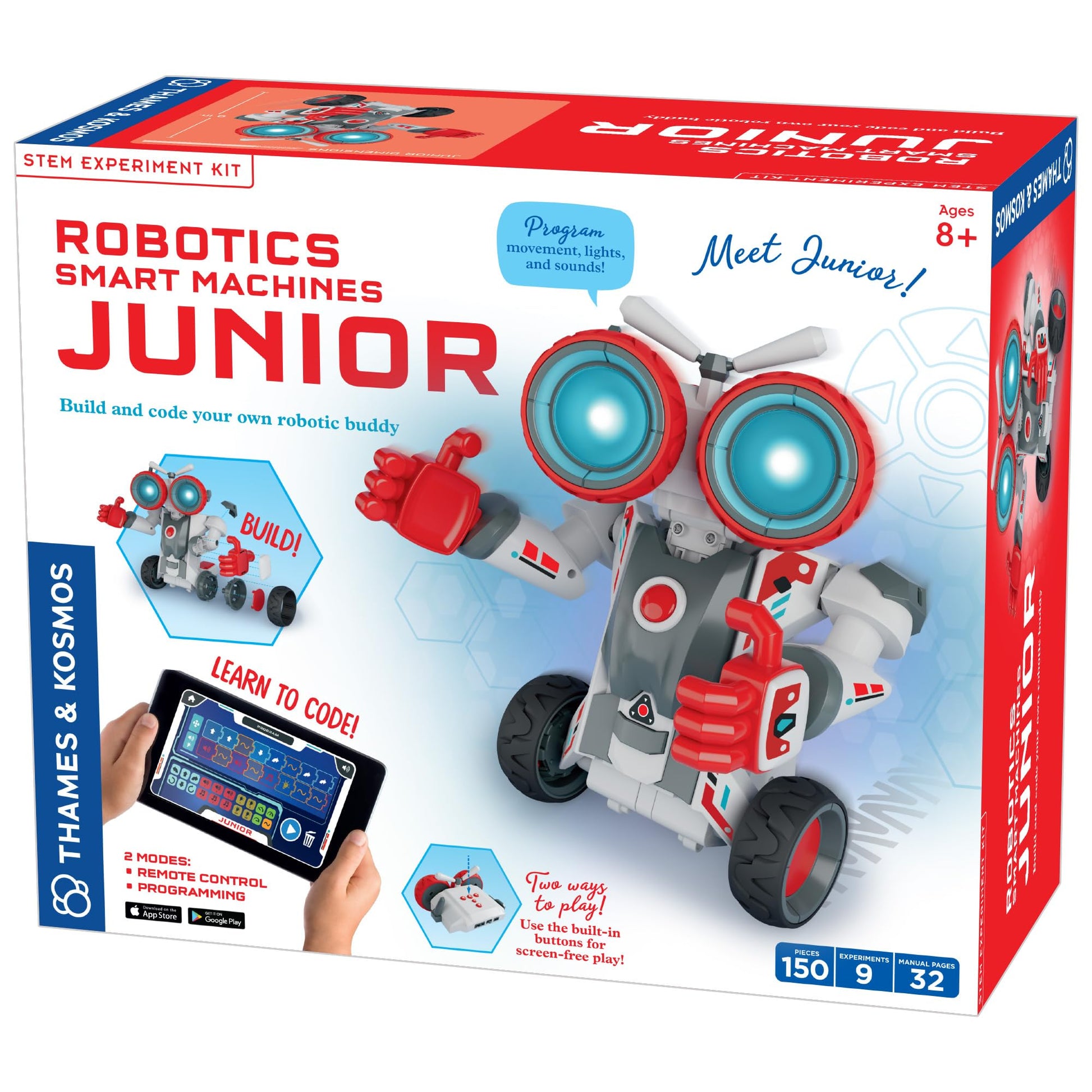 Thames & Kosmos Robotics Smart Machines Junior STEM Kit, Build & Code Your Robot’s Movements, Speed, Lights & Sounds, for Ages 8+, Use Screen-Free
