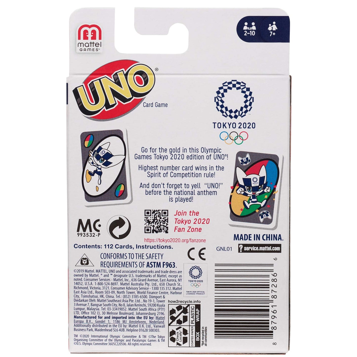 Mattel Games UNO Olympic Games Tokyo 2020 Card Game, with 112 Cards and Instructions for Players 7 Years and Older, Great for Kid, Family or Adult