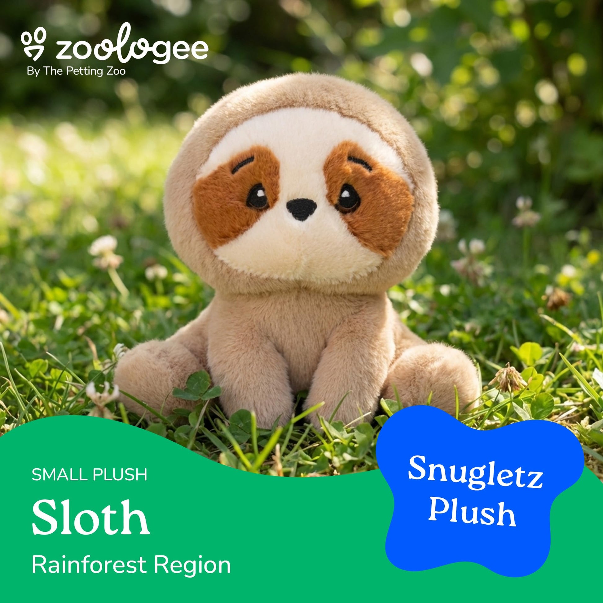 The Petting Zoo Sloth Stuffed Animal Plushie, Gifts for Kids, Snugletz Zoologee Plush Toy, 7 in