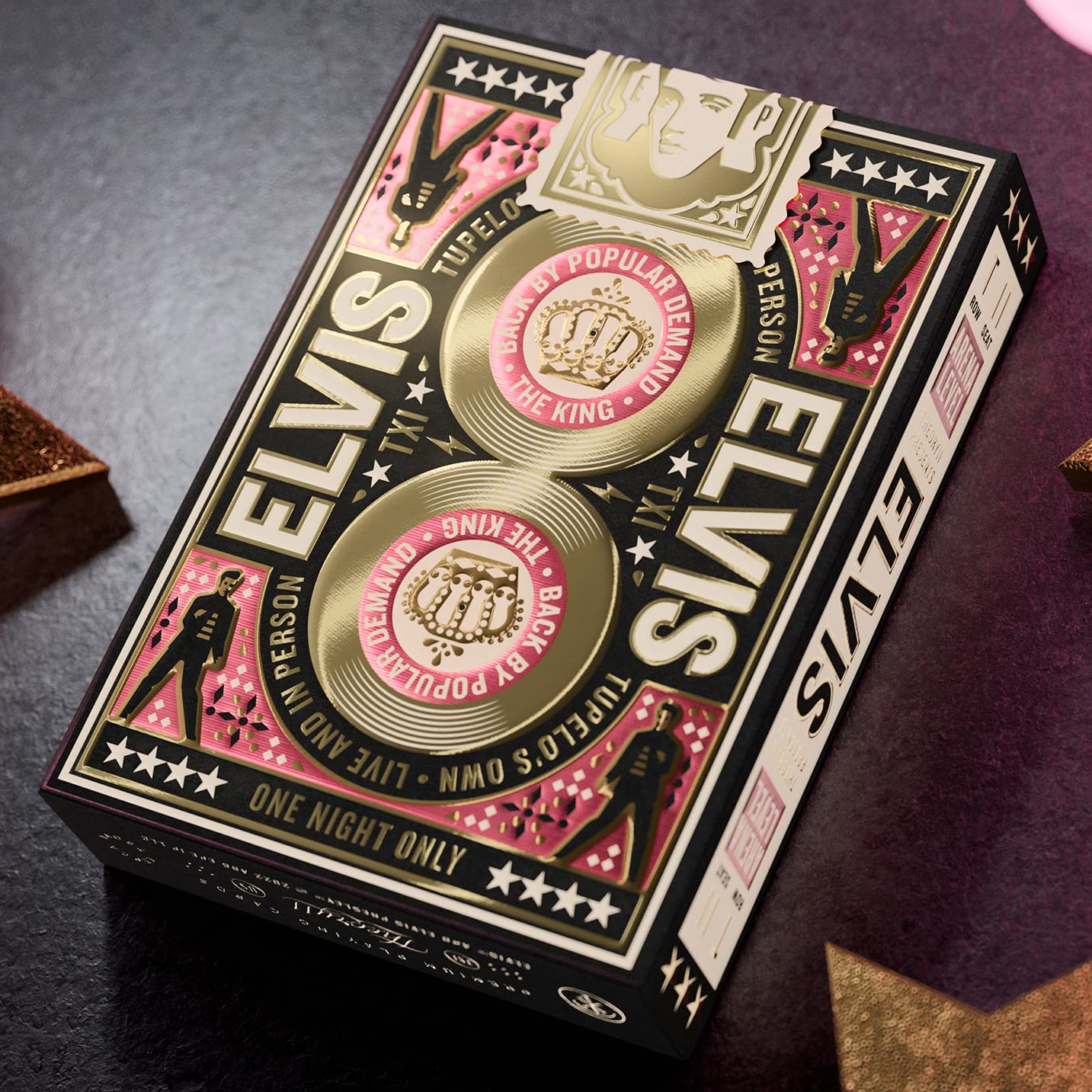 theory11 Elvis Playing Cards, Gold/Pink