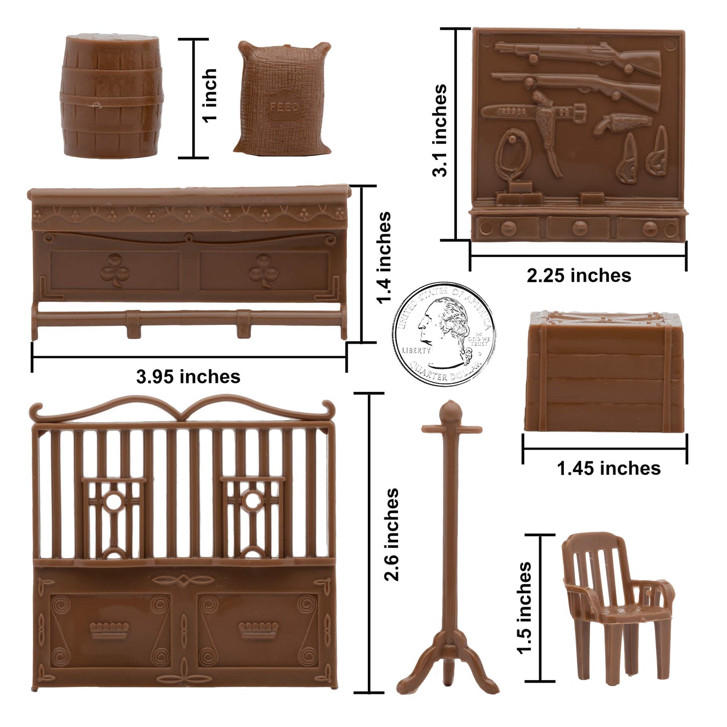 BMC Classic Marx Western Town Furniture 42pc Plastic Cowboy Playset Accessories