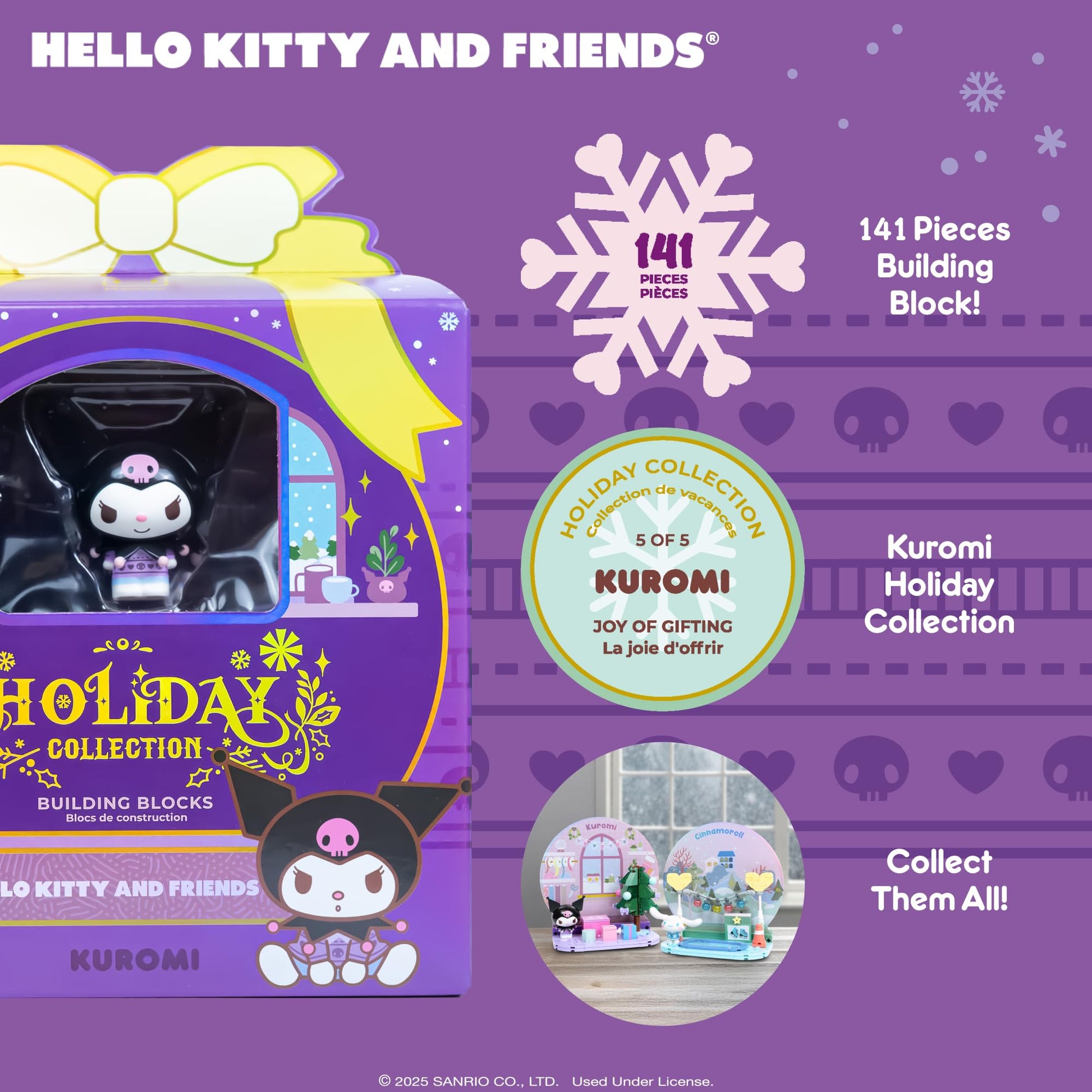 Hamee Sanrio Hello Kitty and Friends Holiday Collection Cute Building Blocks Figure Set - [Birthday Gift, Party Favor, Gift Basket Filler, Stress