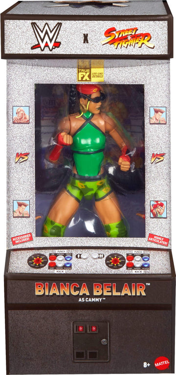 WWE Bianca Belair As Cammy x Street Fighter Cross Over Mattel Elite Collection Action Figure & Accessories, 6-inch Toy Collectible Mashup Set JLD76