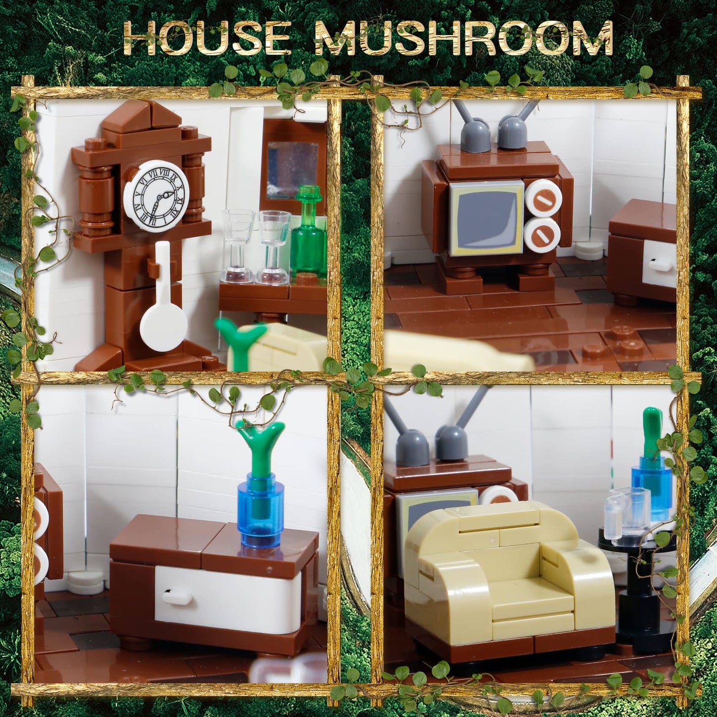 2233PCS Mushroom House Building Blocks Sets not Compatible with lego Size