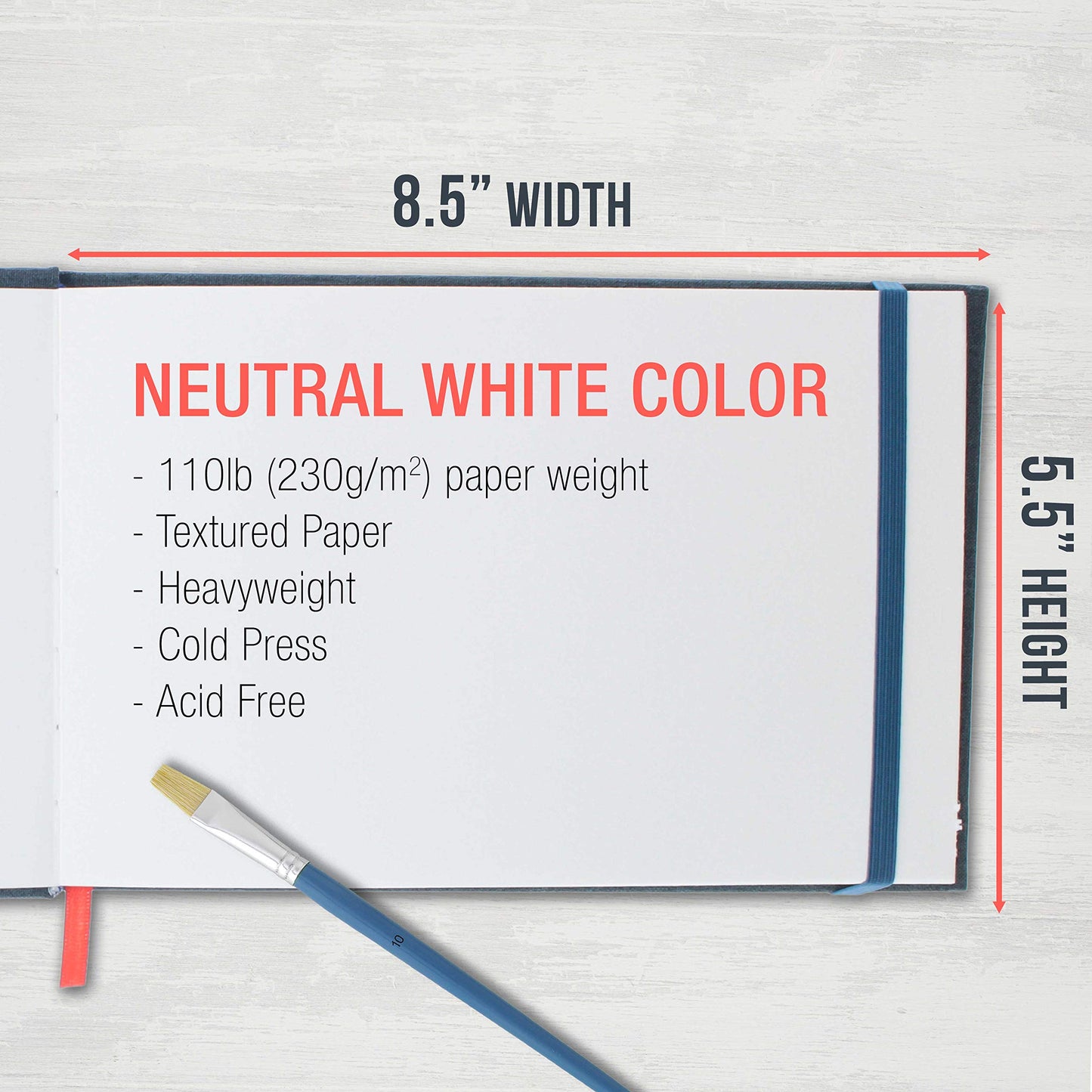 U.S. Art Supply 5.5" x 8.5" Watercolor Book (2 Pack, 76 Sheets Each) - 110lb (230 GSM) Linen-Bound Hardcover Artist Paper Pads - Acid-Free