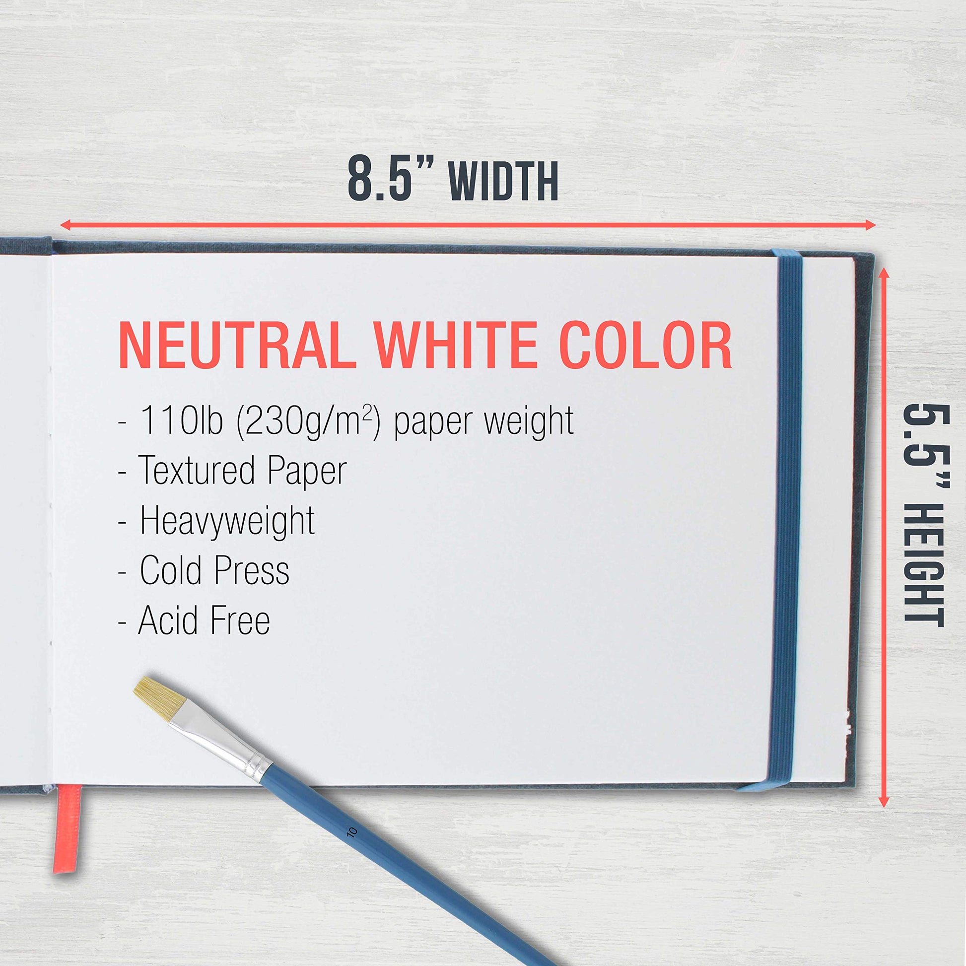 U.S. Art Supply 5.5" x 8.5" Watercolor Book (2 Pack, 76 Sheets Each) - 110lb (230 GSM) Linen-Bound Hardcover Artist Paper Pads - Acid-Free