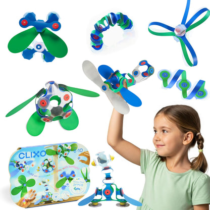 Clixo Window Travel Pack - Fun Magnetic Toy for Kids - 24-Piece Suncatcher Kit with Prisms & Suction Cups for Plane and Car Windows - Portable Rainbow