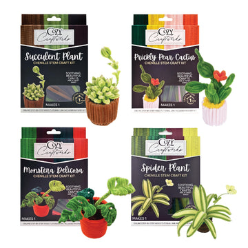 WeVeel Cozy Craftworks Chenille Stem Craft Kit for Adults - CC Small Plants Bundle - Relaxing DIY Arts & Crafts Kit with All Supplies