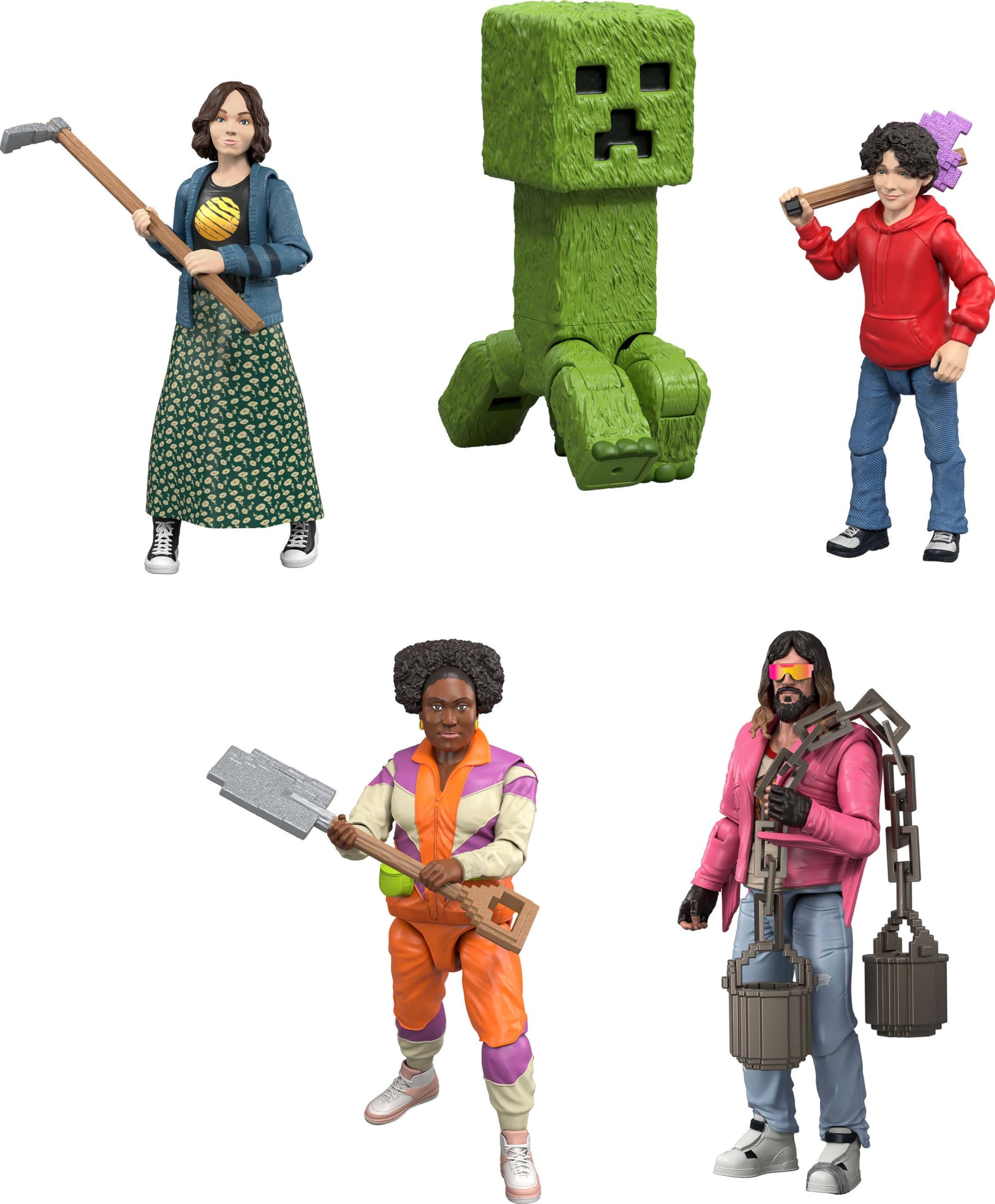 Mattel Minecraft Ultimate Movie Pack with 8 Action Figures & 8 Accessories Including 4-inch Steve & Creeper, Collectible Toy Set