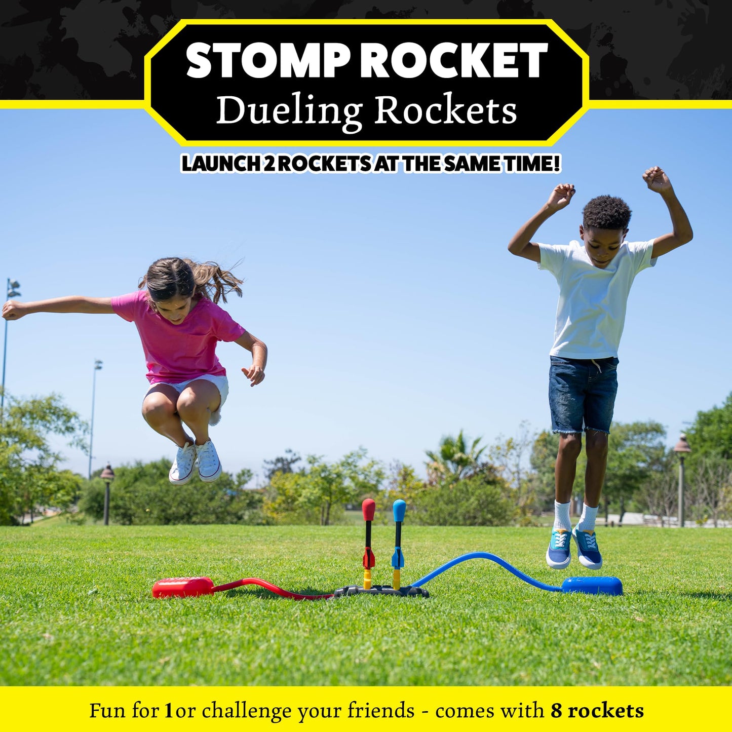 Stomp Rocket Original Dueling Rocket Launcher for Kids, 8 Rockets - Fun Backyard & Outdoor Kids Toys Gifts for Boys & Girls -Toy Foam Blaster Set