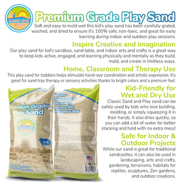 Classic Sand and Play Sand for Sandbox, Table, Therapy, and Outdoor Use, 40 lb. Bag, Natural, Non-Toxic, Wet Castle Building for Creativity