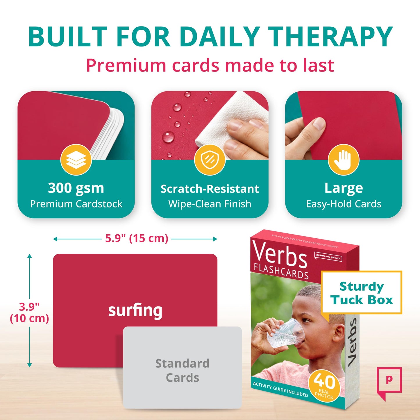 Picture My Picture Verbs ABA Therapy Cards Vol 1, 40 Real Photos, Age 3+