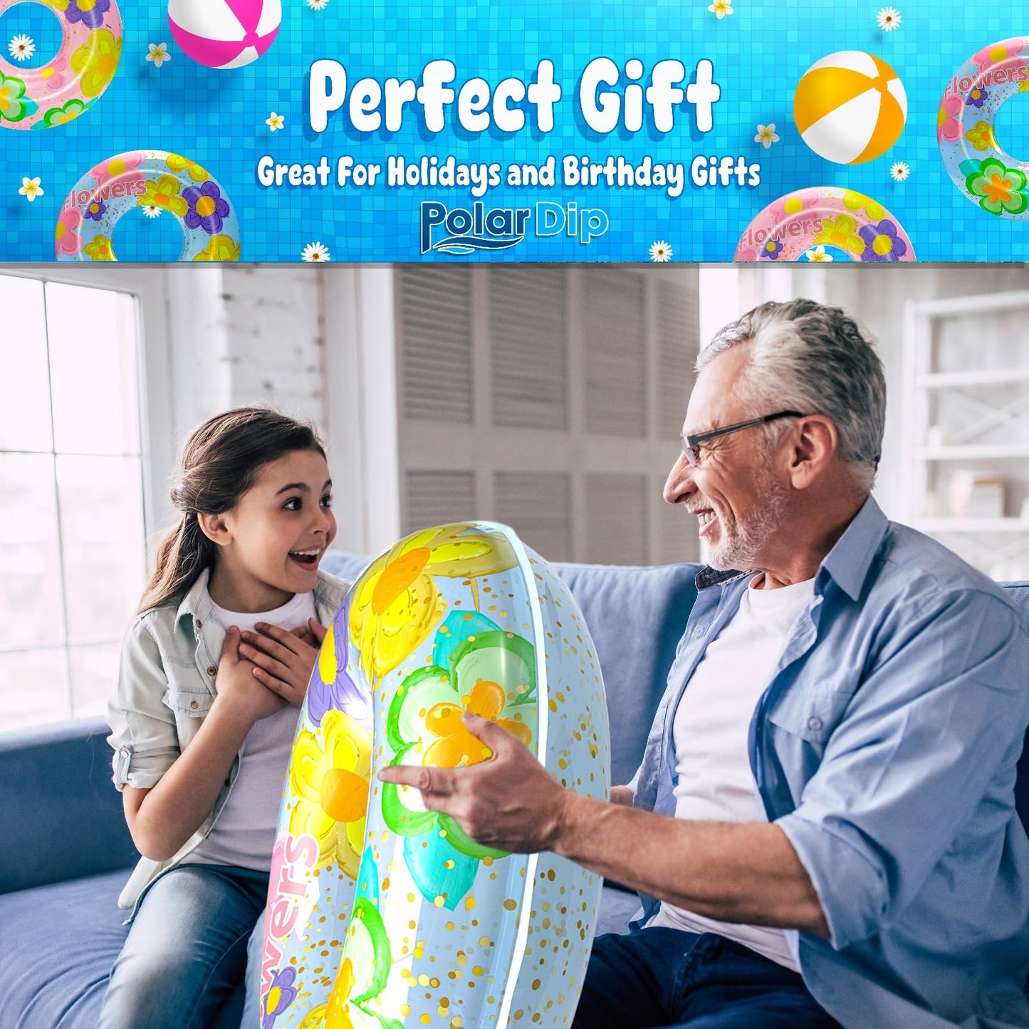 Polar Dip Pool Floats Rings for Adults - Fun Swimming Pool Ring for Pool Parties, Beach, and Outdoor Activities with Pool Floats Tube (Single Pack)