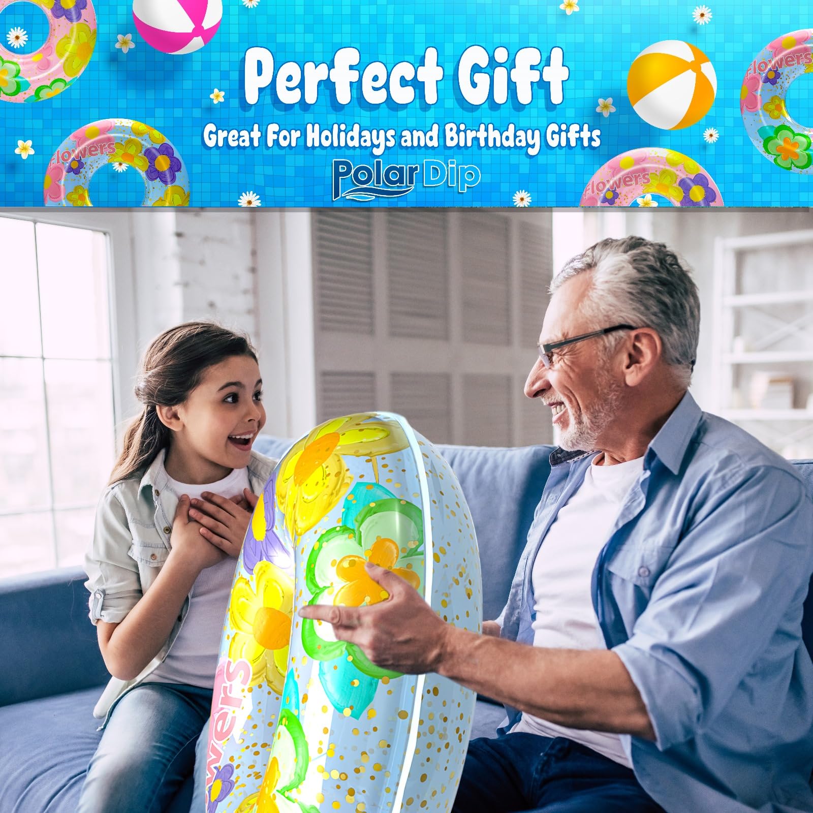 Polar Dip Pool Floats Rings for Adults - Fun Swimming Pool Ring for Pool Parties, Beach, and Outdoor Activities with Pool Floats Tube (Single Pack)