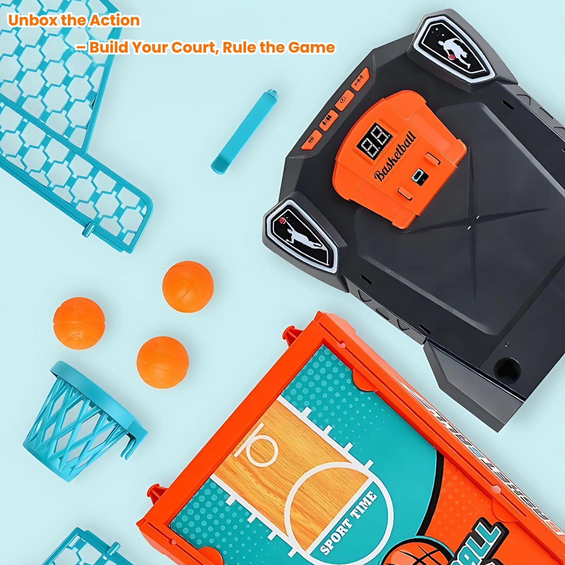 OLEOCA Tabletop Basketball Game - Compact Mini Desktop Arcade, Moving Target Indoor Desk Game with Electronic Scoring, Lights & Sound, Skill-Building