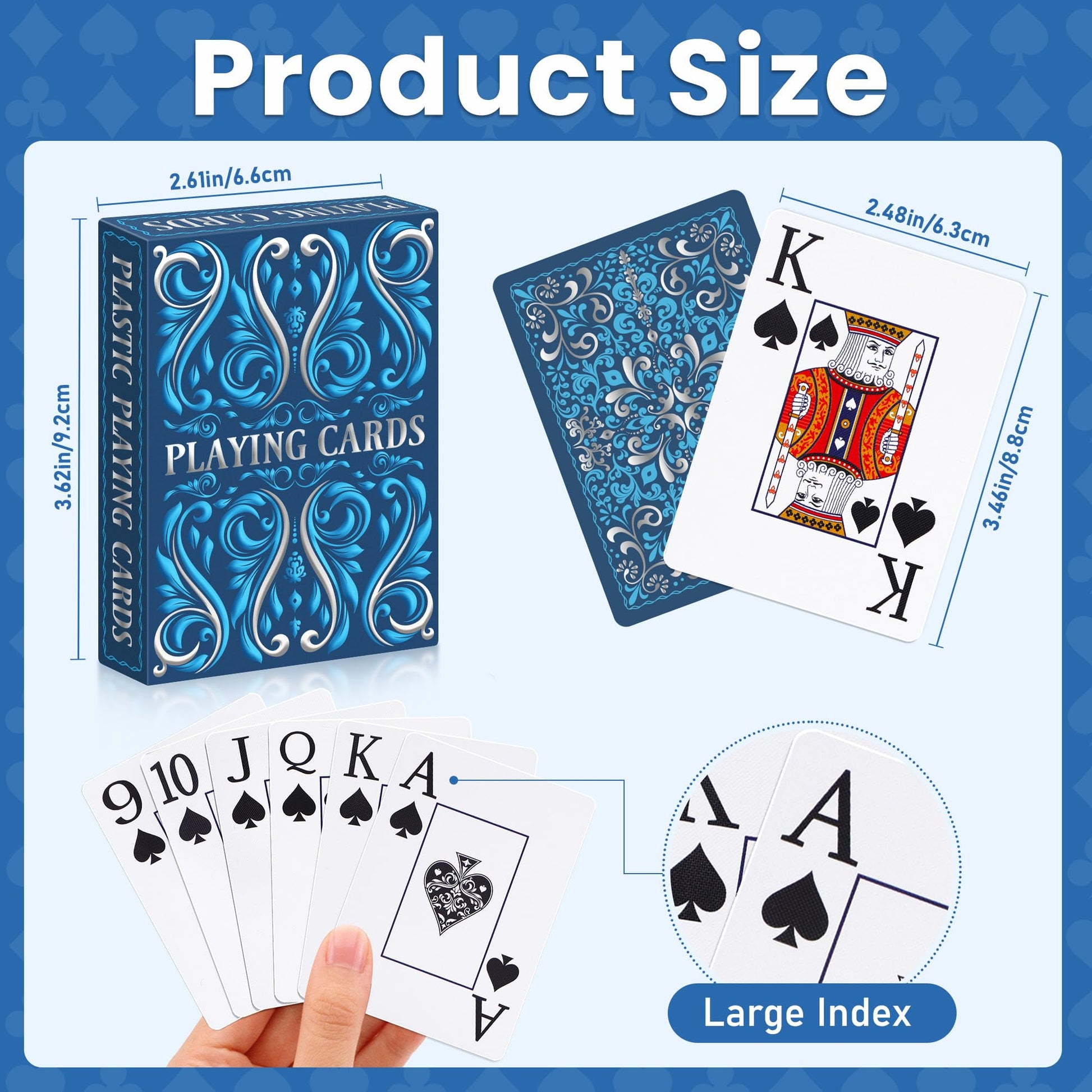 Playing Cards, Plastic Playing Cards Waterproof, Deck of Cards 2 Pack, Large Print Playing Card for Seniors Adults, Premium Poker Cards Set for Beach