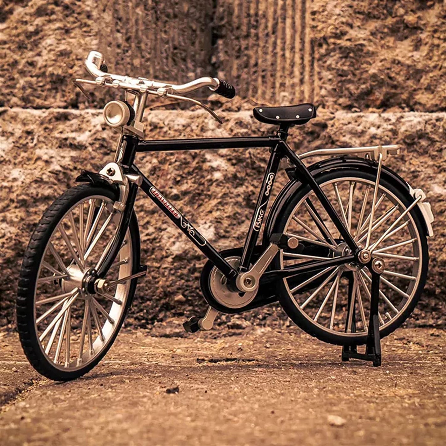 Vucootli 2023 DIY Retro Bicycle Model Ornament for Kids, 1:10 Simulation Mini Bicycle Model Scale Kit with Inflator and Briefcase, Finger Bike Models