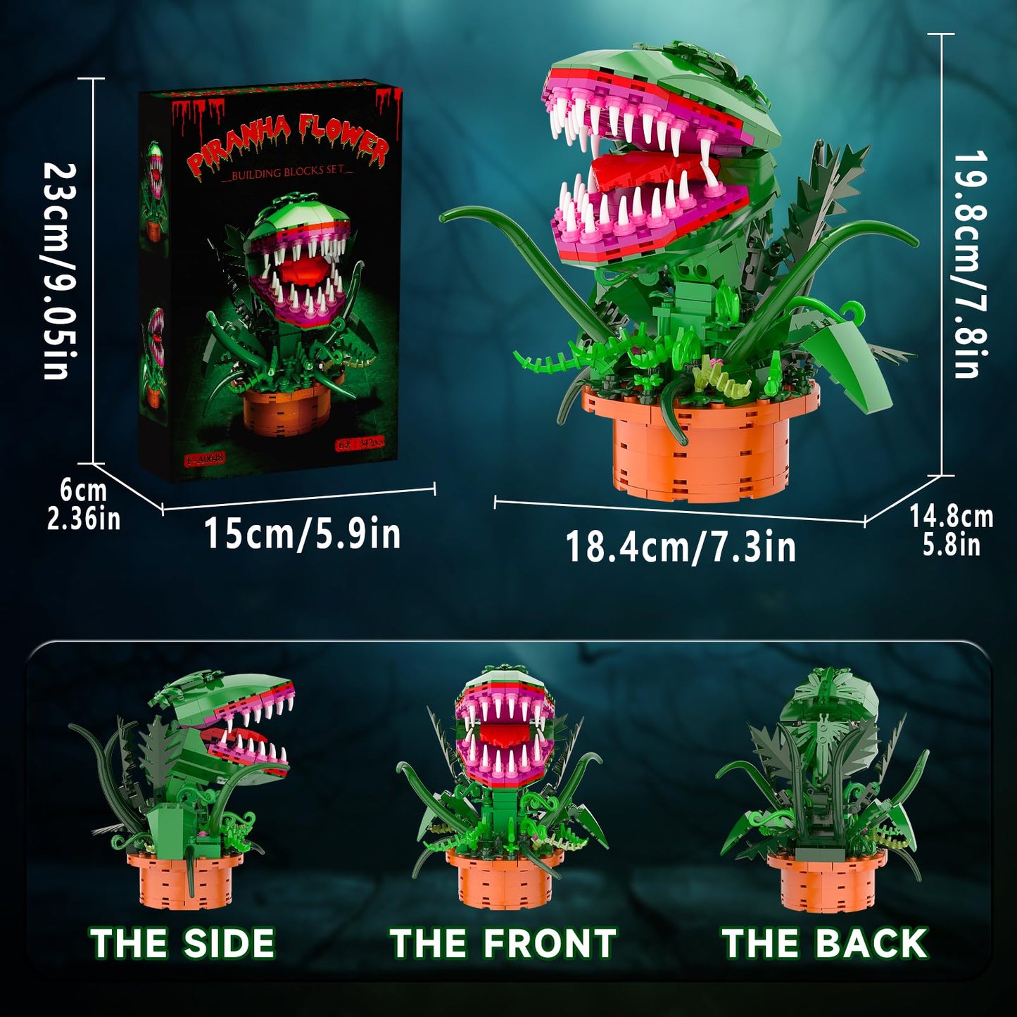 Audrey 2 Cannibal Flower Building Block Set, Little Shop of Horrors Piranha Plant with Openable Mouth Toy Collection, Gift Birthday, Christmas