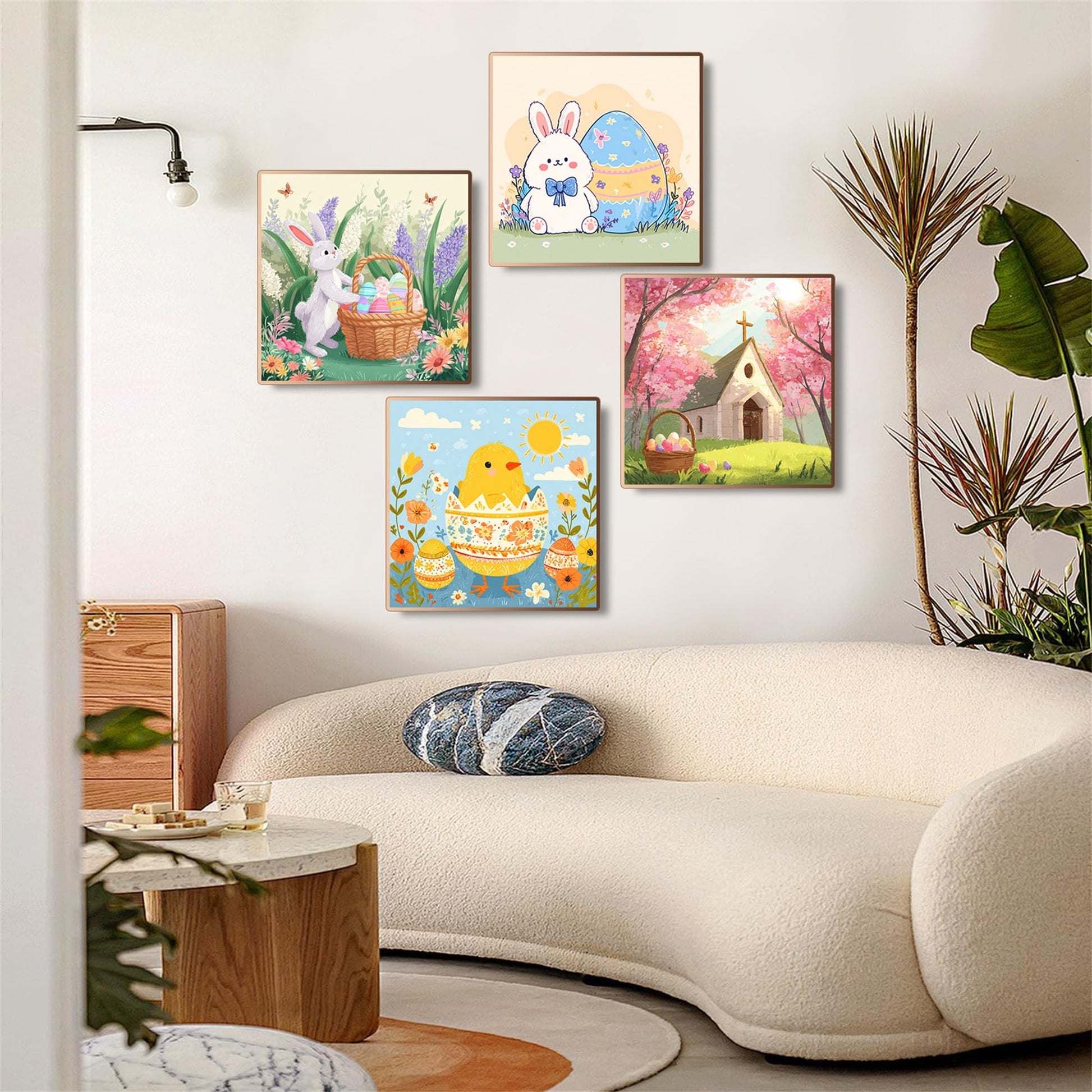 4 Pack Cute Animal Paint by Numbers Kit for Kids,DIY Easy Painting Kits on Canvas with Wooden Framed, Small Color by Numbers Acrylic,Adult Paint by