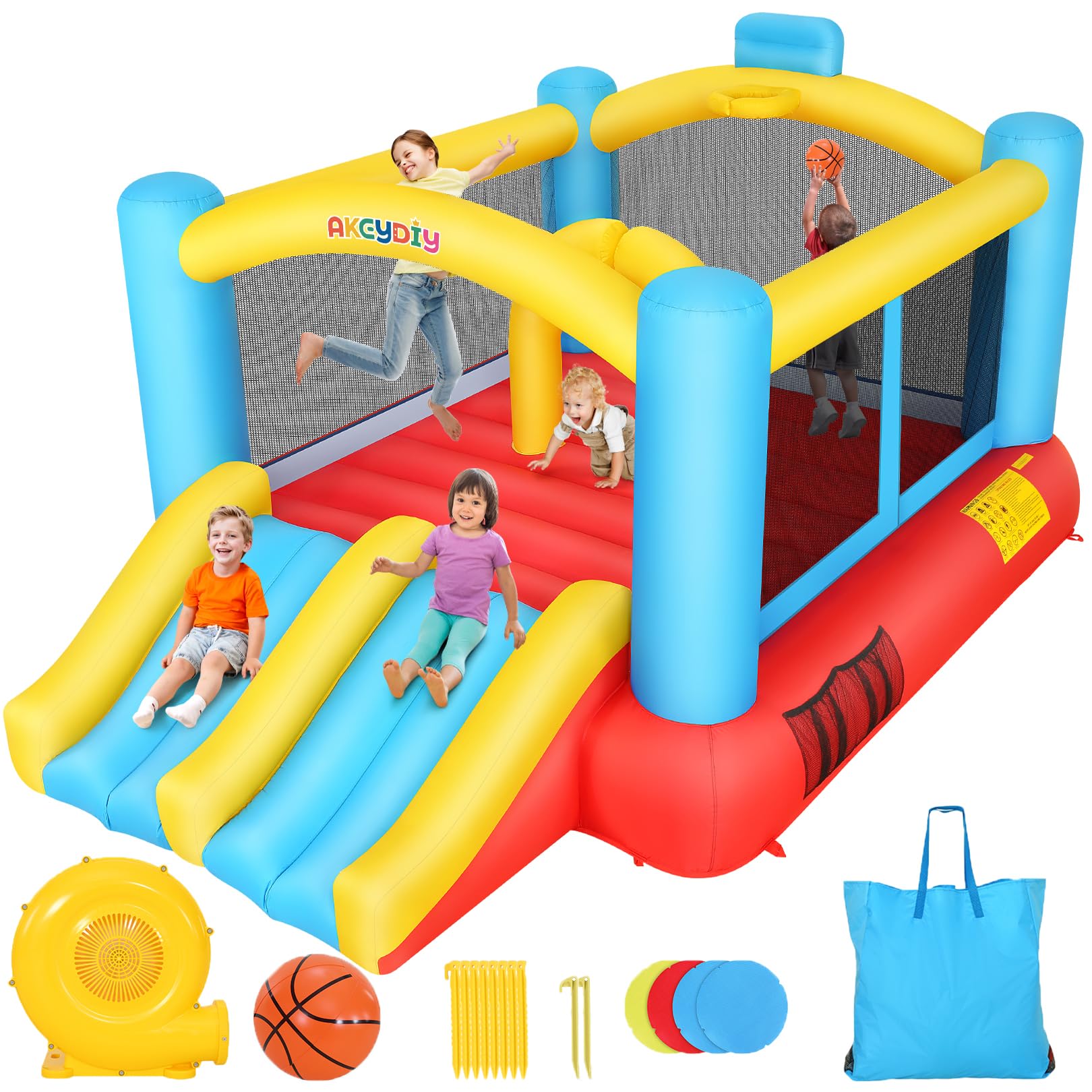 WHUBEFY Bounce House,Inflatable Bounce House for Kids with Blower Included,Indoor/Outdoor Playhouse Kids Bouncy House for Backyard,Jumping Castle