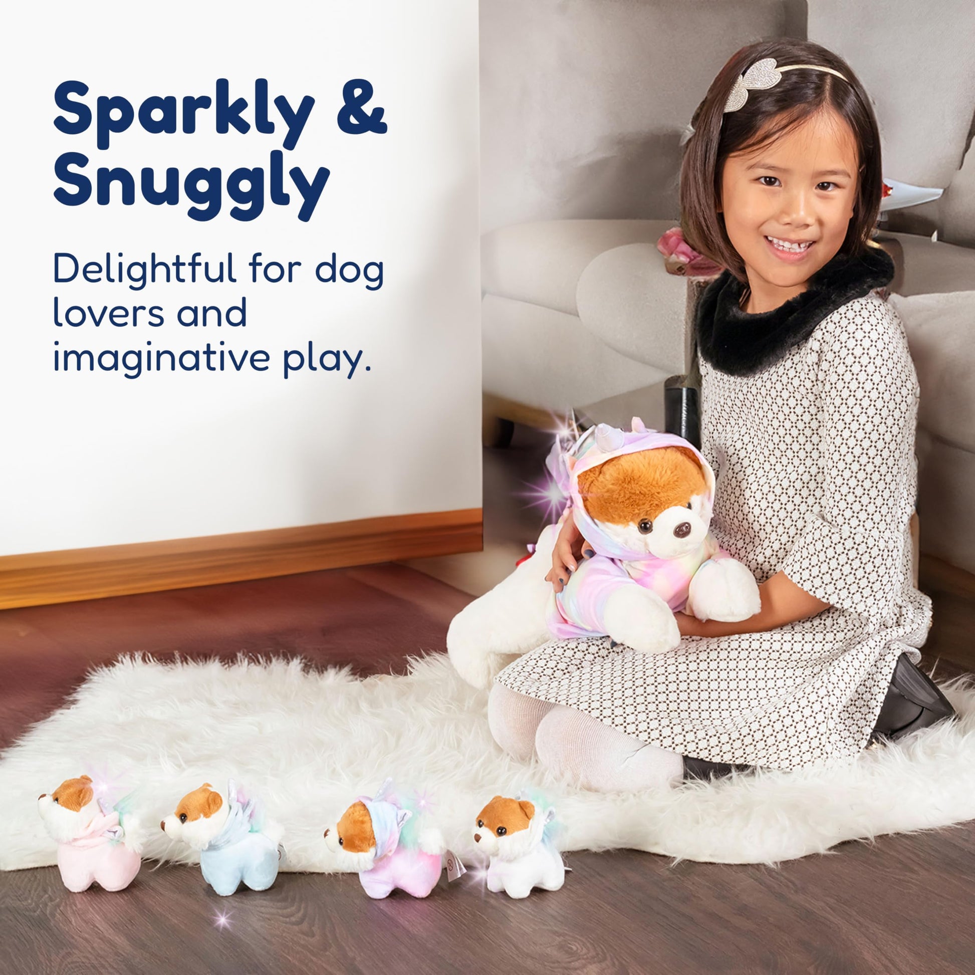 PixieCrush Dog Stuffed Animals - Bernese Mommy with 4 Puppies in Her Tummy - Huggable and Fluffy Dog Plushies for Imaginative Play - Plush Toys