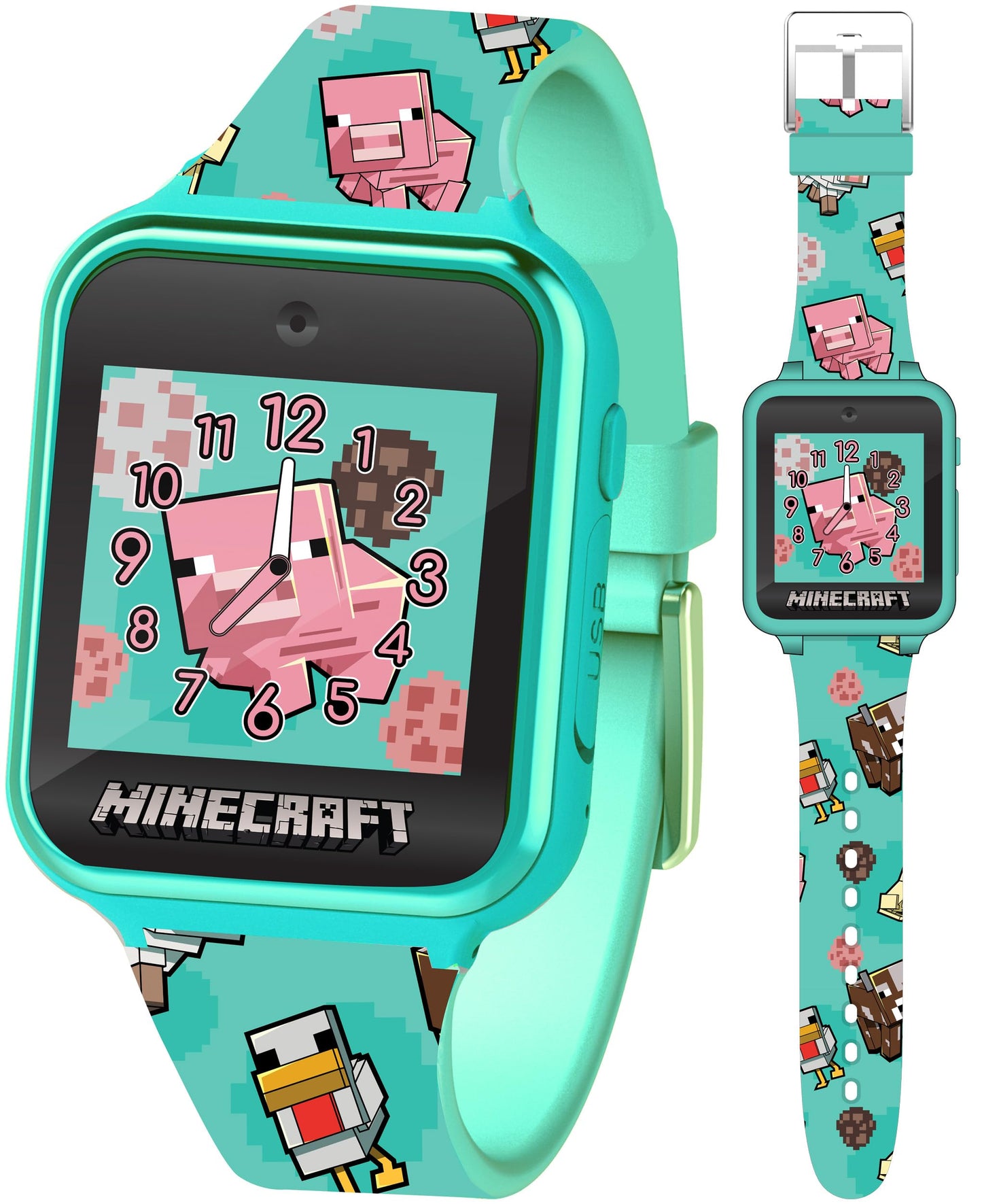 Minecraft Kids Smart Watch with Touchscreen Display, 10 Watch Faces, Games, Camera, Alarm, Timer, Step Counter & Calculator - Fun Interactive Learning
