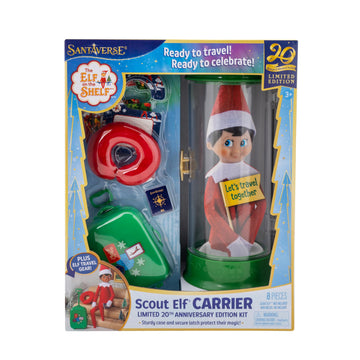 The Elf on the Shelf Scout Elf Carrier Limited 20th Anniversary Edition Kit - Commemorative See-Thru Scout Carrier and Accessories - Scout Elf Not