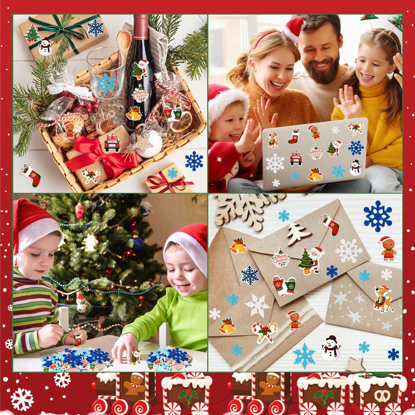 360Pcs Christmas Foam Stickers, Christmas Tree Snowman Elk Glitter Snowflake Foam Stickers for Xmas Party Favors DIY Crafts Decor