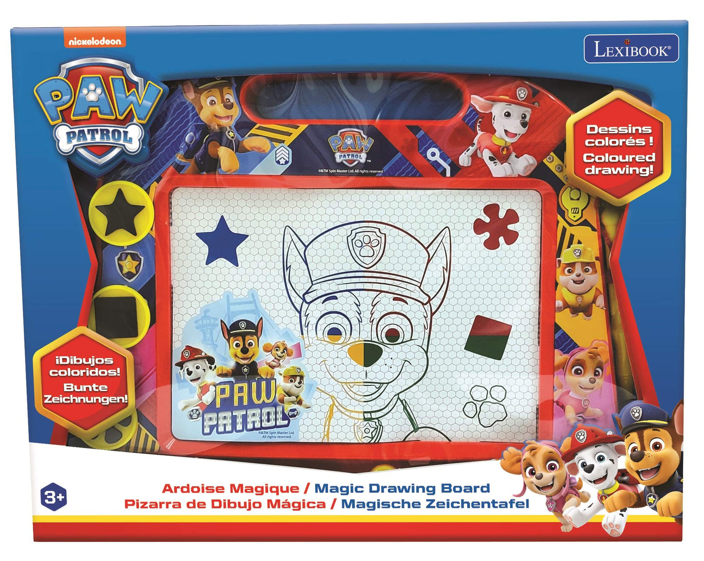 Lexibook Paw Patrol Multicolor Magic Magnetic Drawing Board, Artistic Creative Toy for Girls and Boys, Stylus Pen and Stamps, Red/Blue, CRPA550