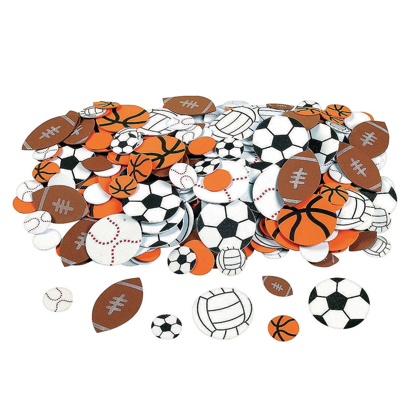 Fun Express Foam Sports Stickers for Kids - Adhesive Foam Sticker Pack - VBS Vacation Bible School Supplies/Decor - 500 Piece Sports Ball Shapes