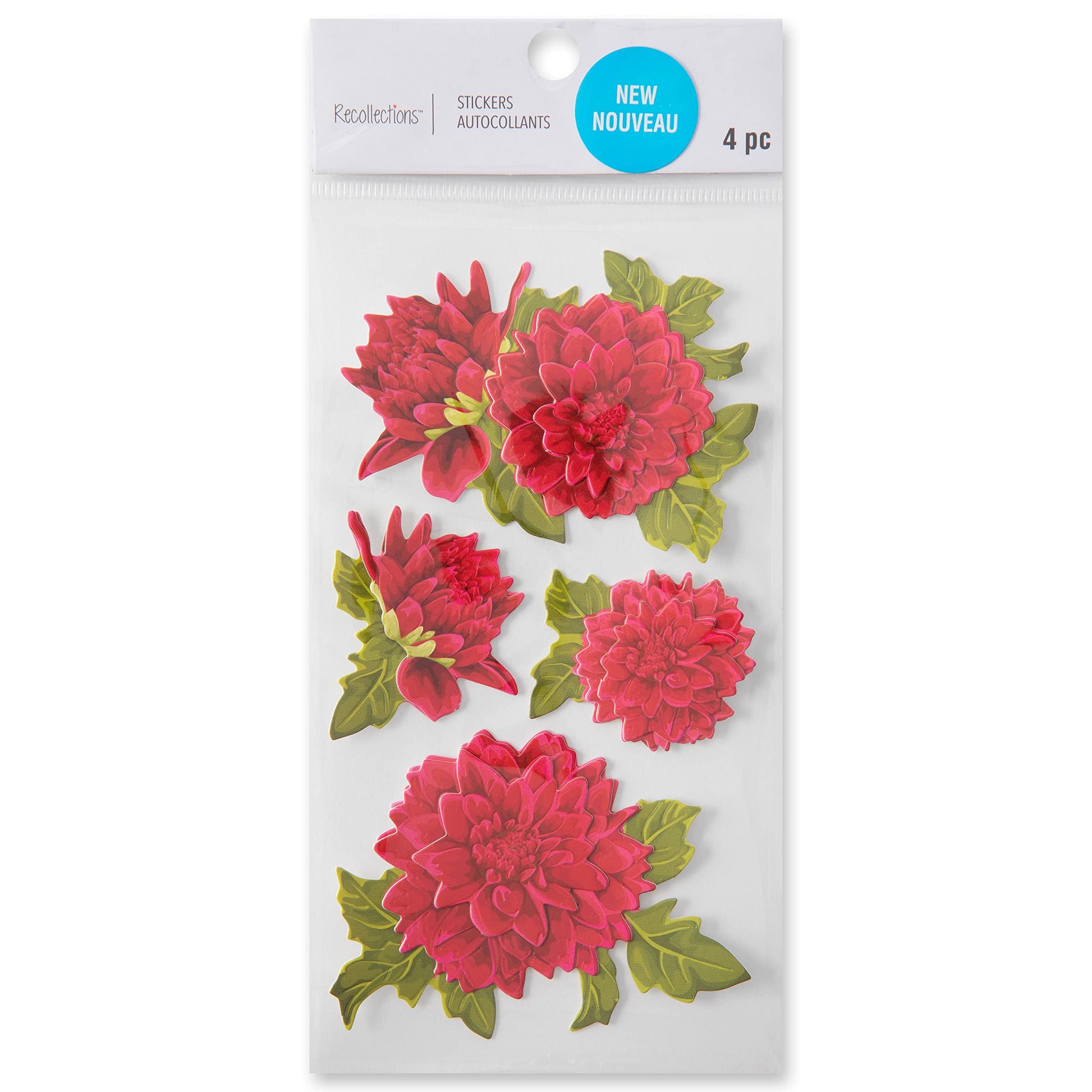 Recollections Dahlia Stickers, 12 Packs: 4 ct. (48 Total)